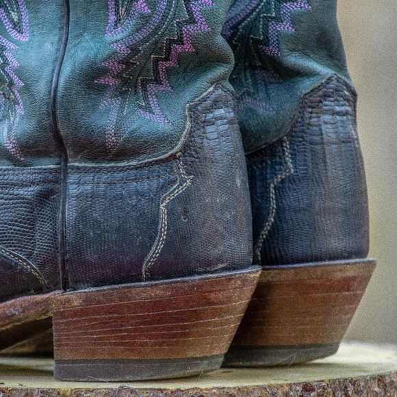 Old Gringo Teju Lizard Teal Cowboy boots - Picture 9 of 16